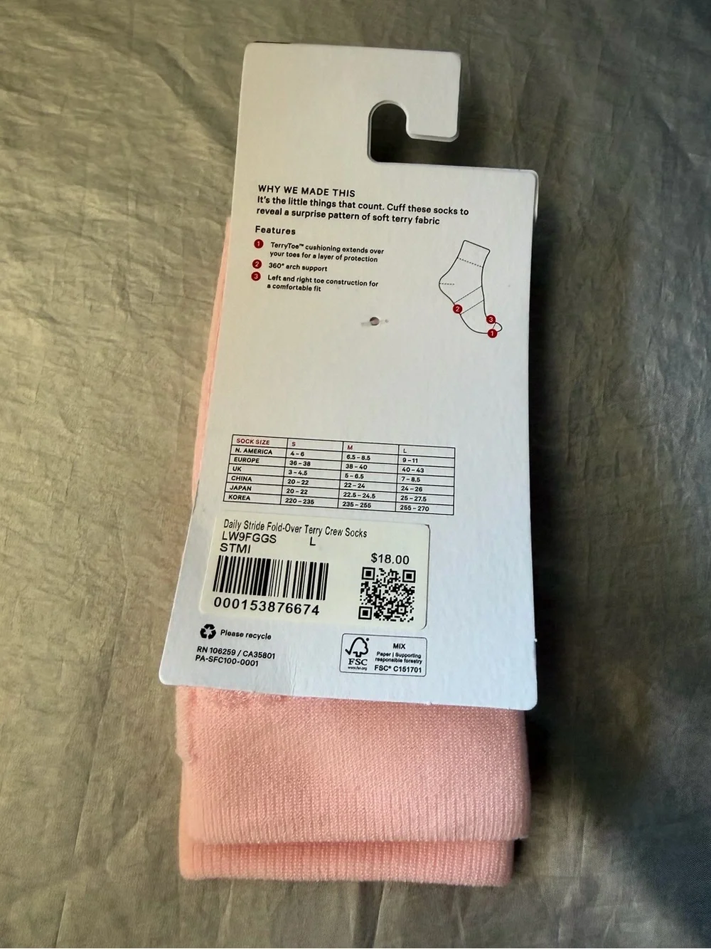 NWT Daily Stride Fold-Over Terry Socks